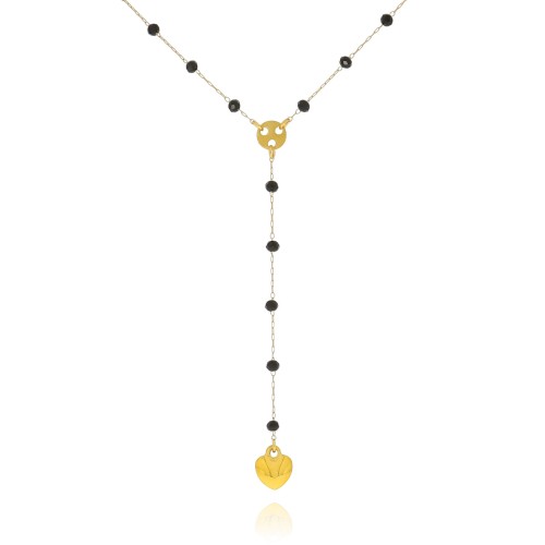 Naszyjnik z serduszkiem ze stali koraliki kolor czarny body chain 