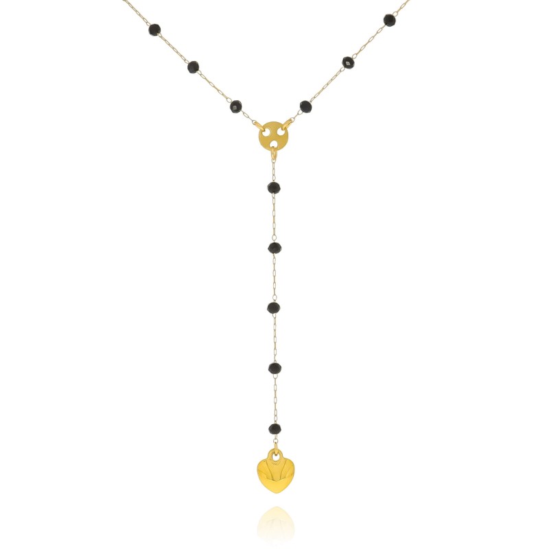 Naszyjnik z serduszkiem ze stali koraliki kolor czarny body chain