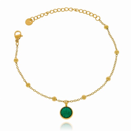 Bransoletka stal chirurgiczna kamień szmaragd kolor zielony