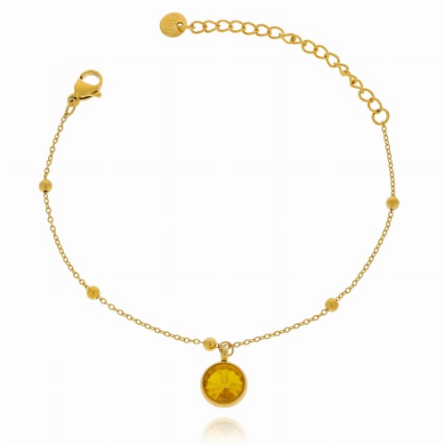 Bransoletka stal chirurgiczna kamień cytryn kolor żółty