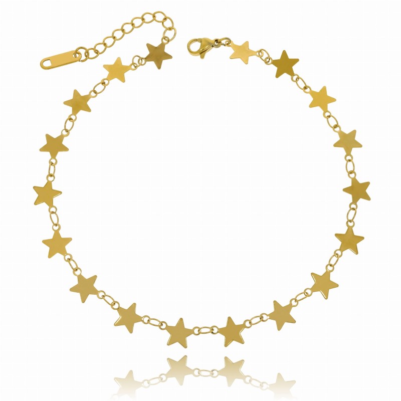 Bransoletka na nogę ze stali szlachetnej z gwiazdkami