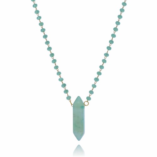 Naszyjnik stal koraliki kolor zielony kamień awenturyn