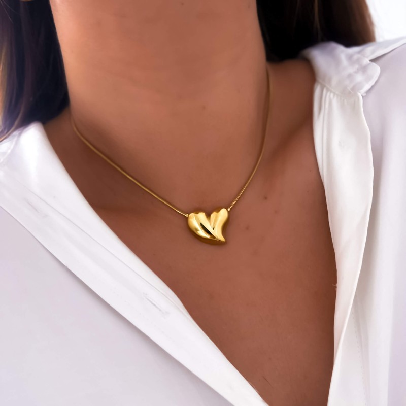 Naszyjnik serduszko stal szlachetna kolor złoty