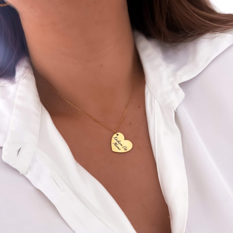Naszyjnik dla mamy prezent serce dwustronny grawer kocham Cię mamo + imię