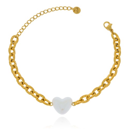 Bransoletka z sercem ceramicznym ze stali szlachetnej kolor biały