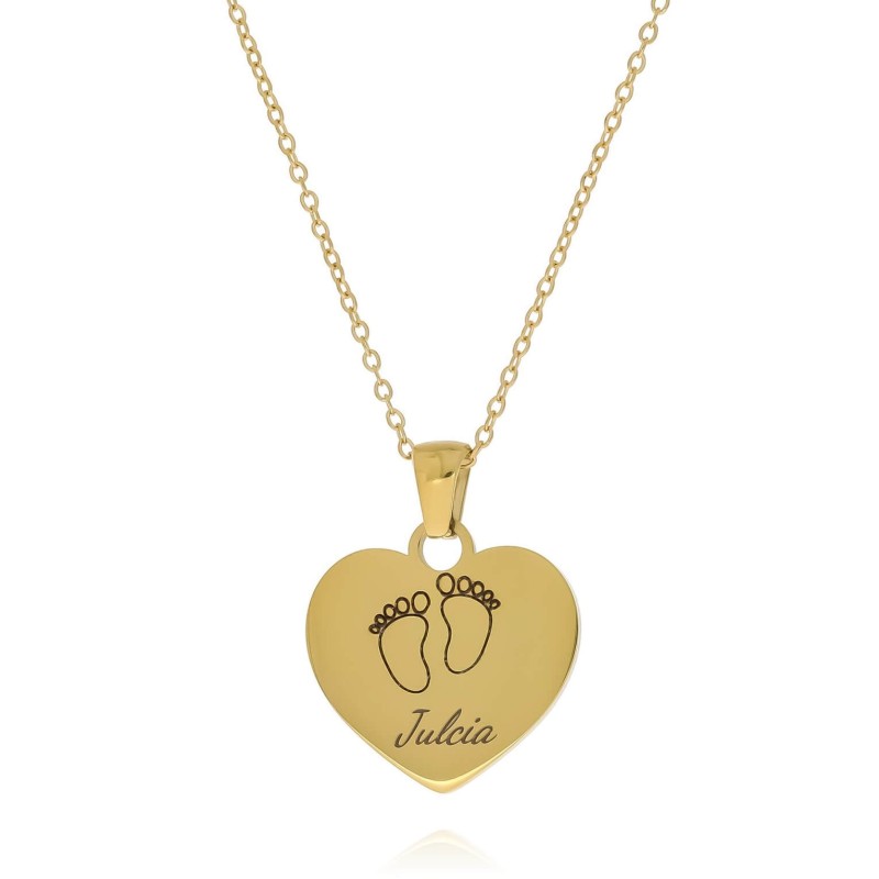 Naszyjnik stal sercem grawer  stópki imię personalizacja