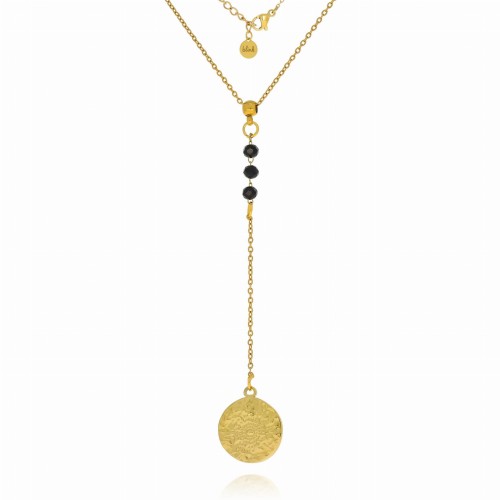 Naszyjnik  body chain medalion kolor złoty koraliki