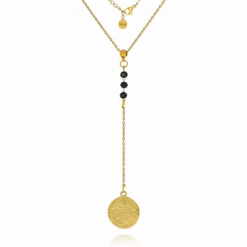 Naszyjnik  body chain medalion kolor złoty koraliki