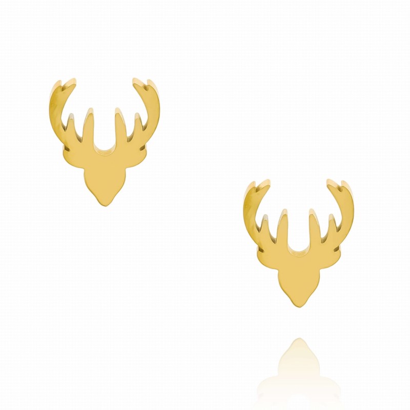 Kolczyki  ze stali szlachetnej wkrętki jelonek kolor złoty