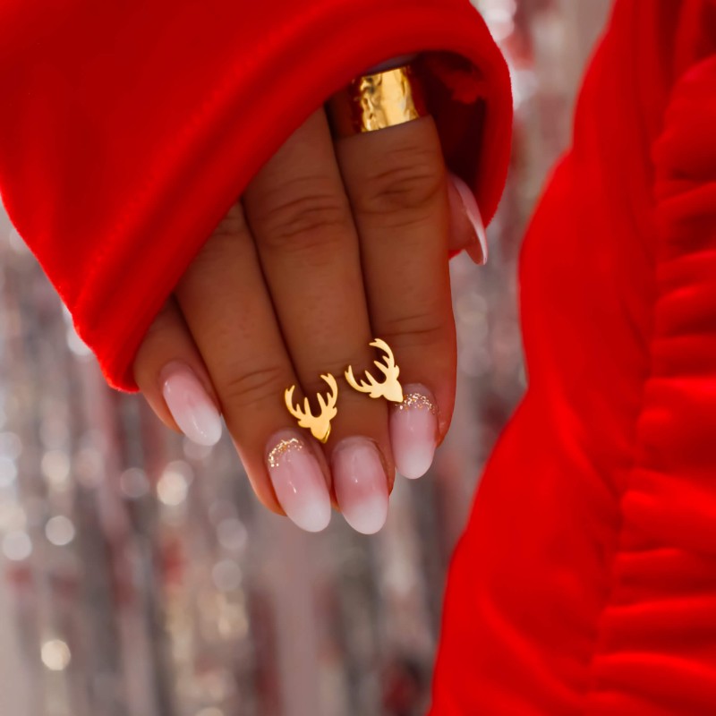 Kolczyki  ze stali szlachetnej wkrętki jelonek kolor złoty