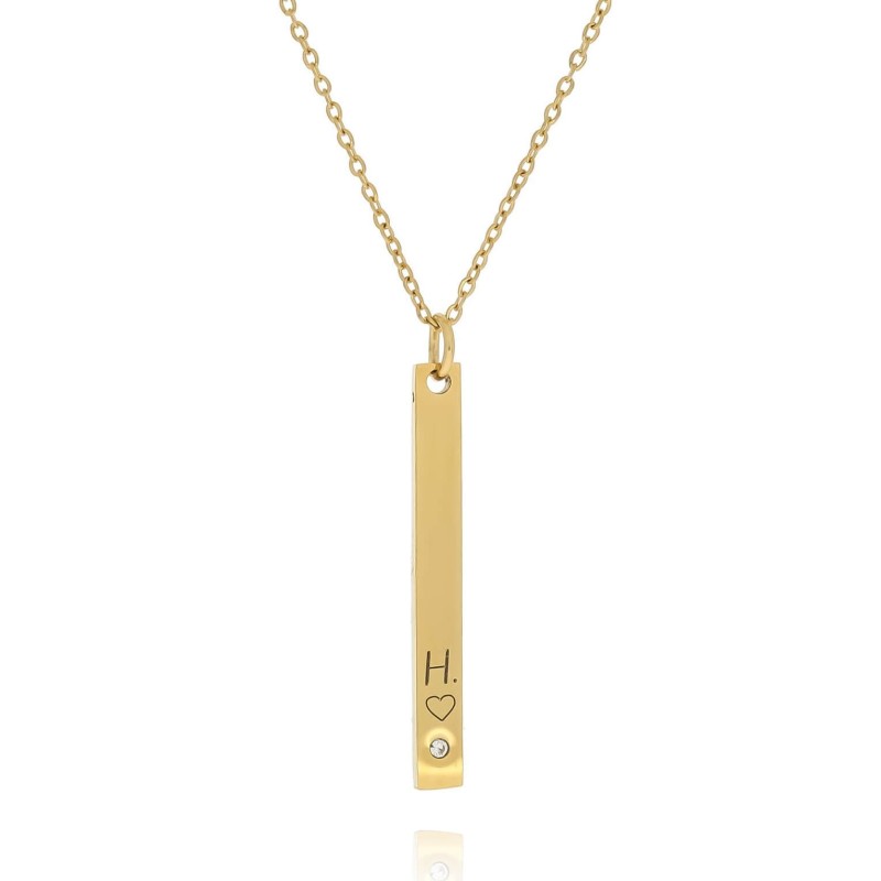 Naszyjnik stal chirurgiczna  kolor złoty grawer personalizacja inicjał litera