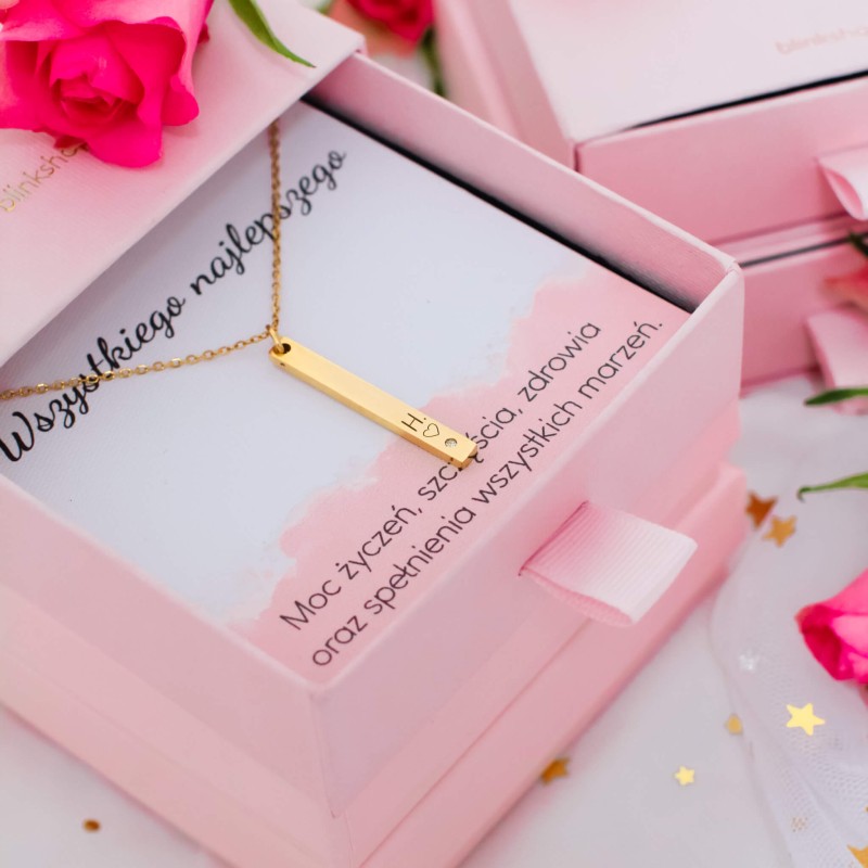 Naszyjnik stal chirurgiczna  kolor złoty grawer personalizacja inicjał litera