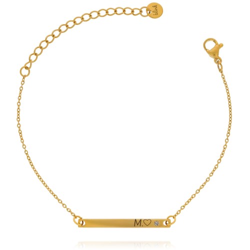 Bransoletka ze stali  z grawerem litera inicjał personalizacja 