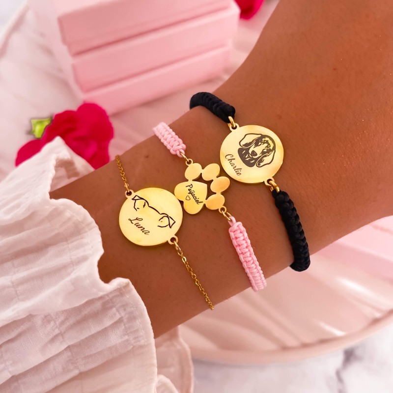 Bransoletka z grawerem stal pies personalizacja imię psia mama