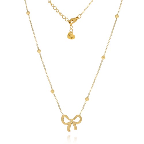 Naszyjnik ze stali chirurgicznej z kokardką kolor złoty  