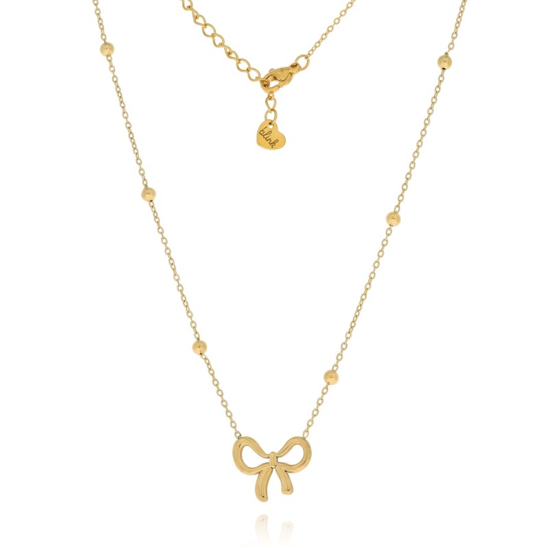 Naszyjnik ze stali chirurgicznej z kokardką kolor złoty