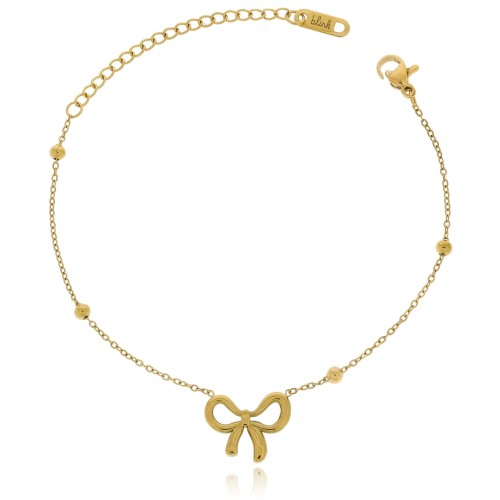 Bransoletka ze stali szlachetnej z kokardką kolor złoty