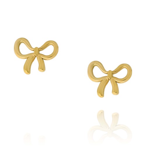 Kolczyki  stal chirurgiczna kolor złoty kokardki wkrętki