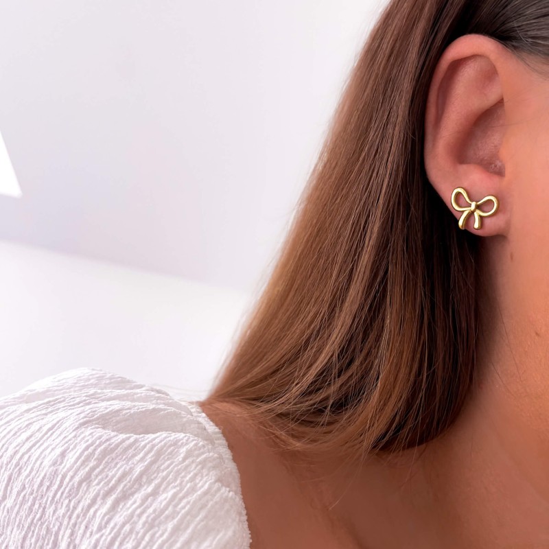 Kolczyki  stal chirurgiczna kolor złoty kokardki wkrętki