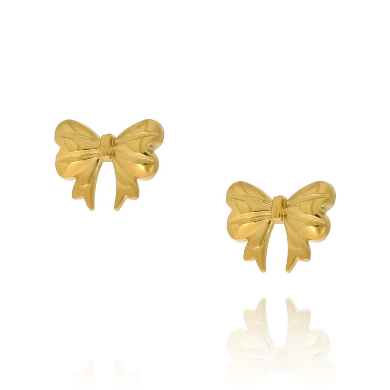 Kolczyki  stal chirurgiczna kolor złoty kokardki wkrętki prezent