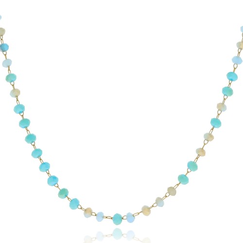 Naszyjnik choker koraliki niebieskie stal chirurgiczna