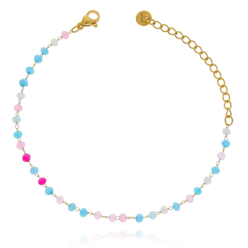 Bransoletka koraliki kolor różowo niebieskie stal chirurgiczna