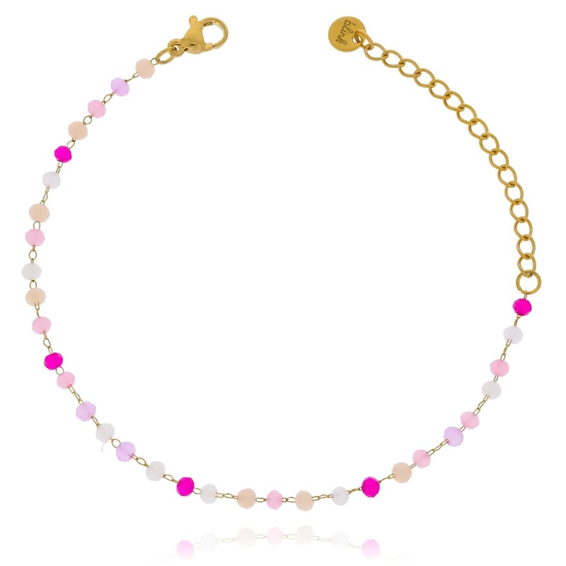 Bransoletka koraliki kolor różowe stal chirurgiczna