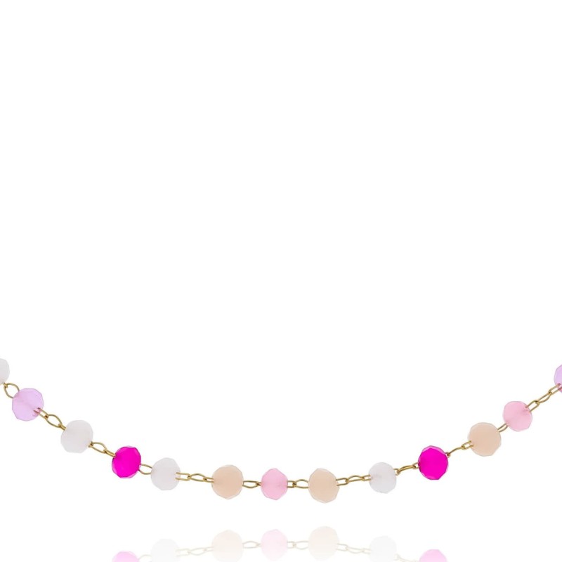 Bransoletka koraliki kolor różowe stal chirurgiczna