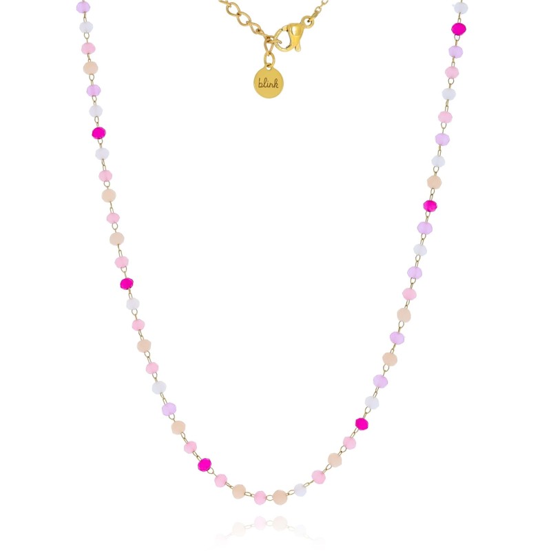 Naszyjnik choker koraliki różowe  stal chirurgiczna