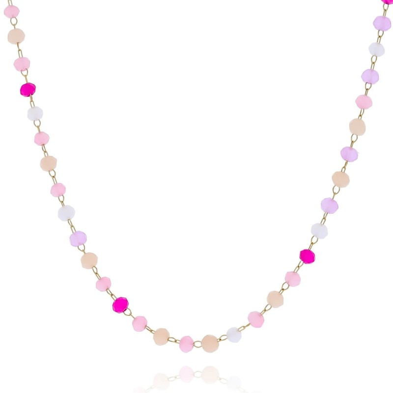 Naszyjnik choker koraliki różowe  stal chirurgiczna