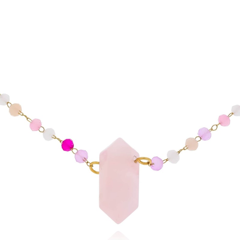 Bransoletka z kwarcem różowym koraliki kolor różowy