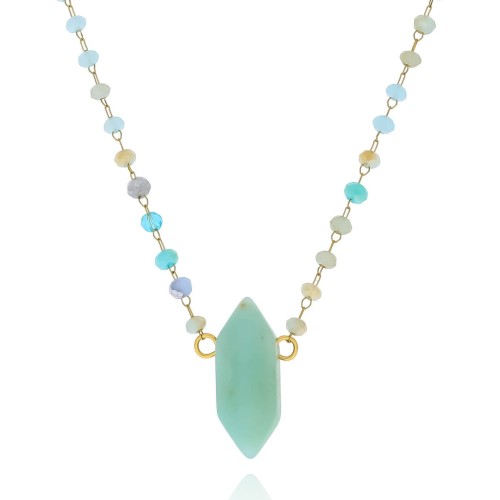 Naszyjnik choker koraliki zielone  stal chirurgiczna z kamieniem naturalnym awenturyn