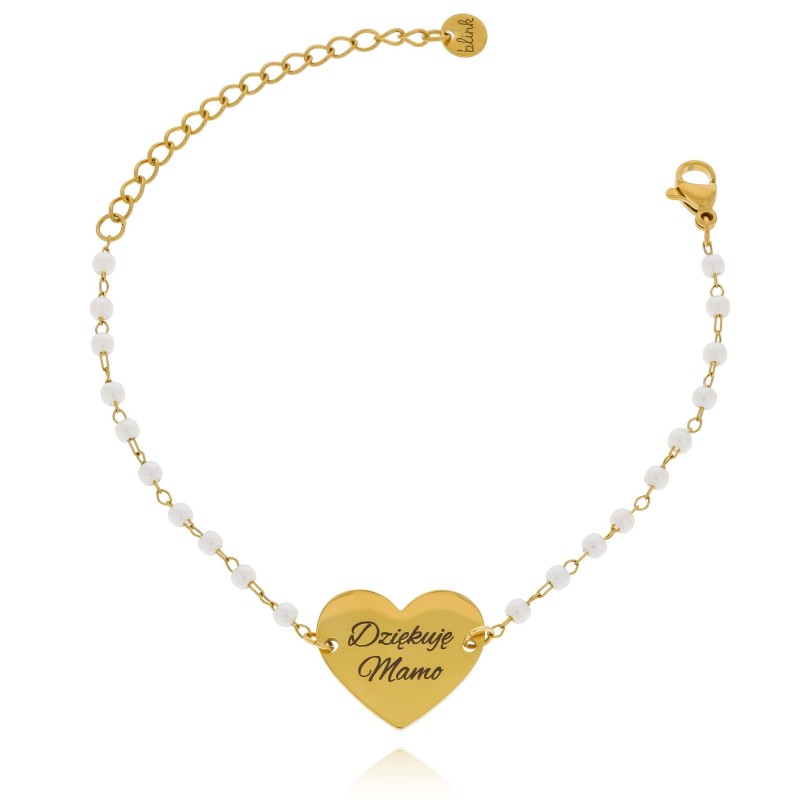 Bransoletka dla mamy z grawerem dziękuję mamo perłowe koraliki