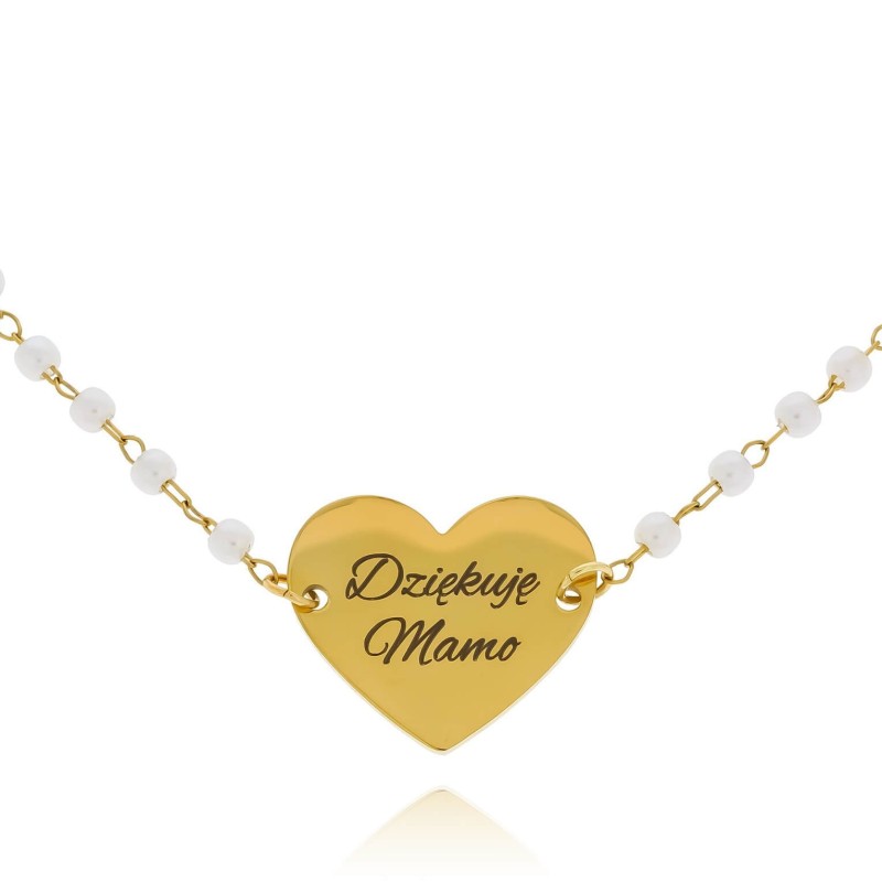 Bransoletka dla mamy z grawerem dziękuję mamo perłowe koraliki