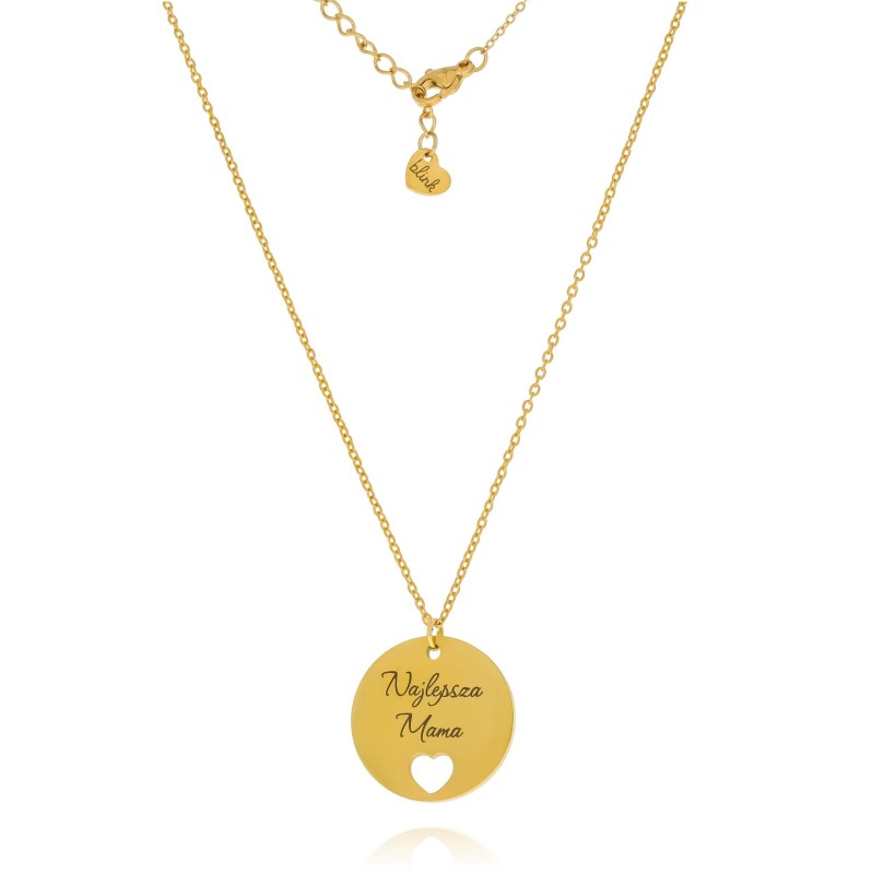 Naszyjnik dla mamy stal pozłacana grawer najlepsza mama na prezent