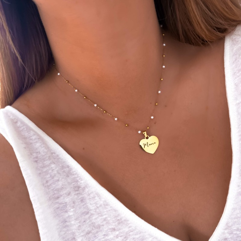 Naszyjnik z grawerem mama  personalizacja prezent kolor złoty