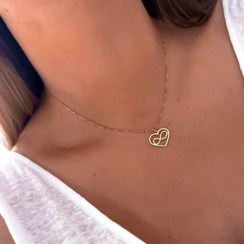Naszyjnik ze stali chirurgicznej serce nieskończoność dla mamy