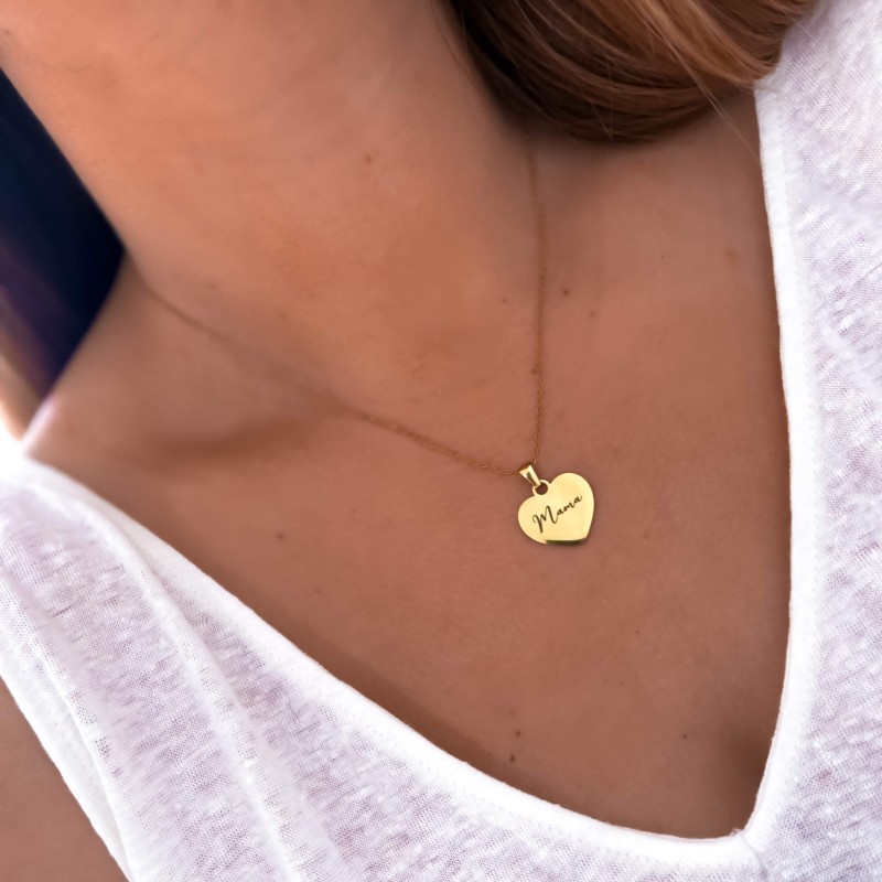 Naszyjnik dla mamy personalizowany serce grawer prezent kolor złoty