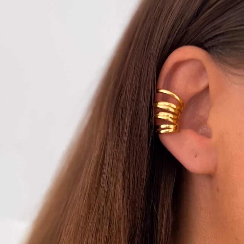 Kolczyk nausznica stal chirurgiczna pozłacana poczwórna