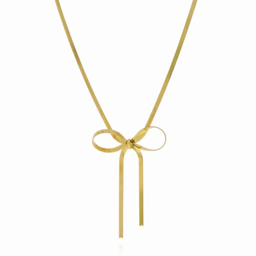 Naszyjnik z kokardką stal chirurgiczna kolor złoty