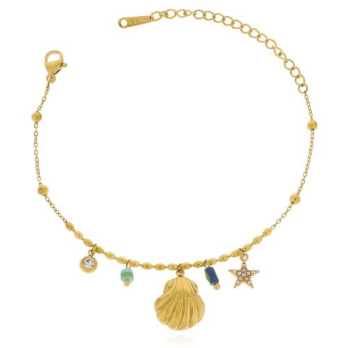 Bransoletka z zawieszkami muszelki gwiazdka koraliki na wakacje