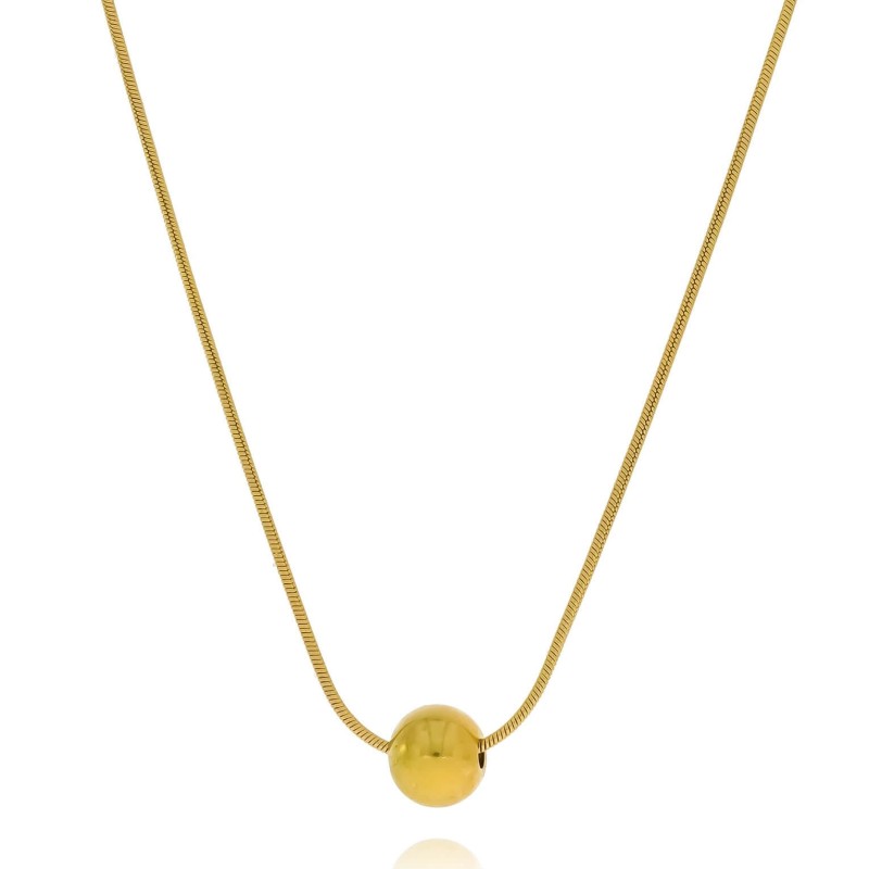 Naszyjnik  ze stali chirurgicznej kolor złoty kulka delikatna żmijka