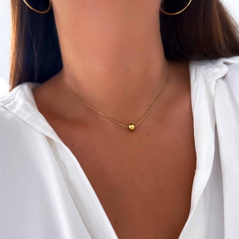 Naszyjnik  ze stali chirurgicznej kolor złoty kulka delikatna żmijka