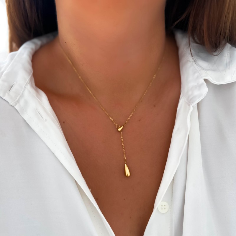 Naszyjnik  z łezką ze stali chirurgicznej krawatka kolor złoty