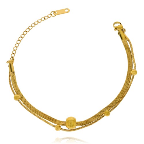 Bransoletka ze stali podwójna z kulkami żmijka