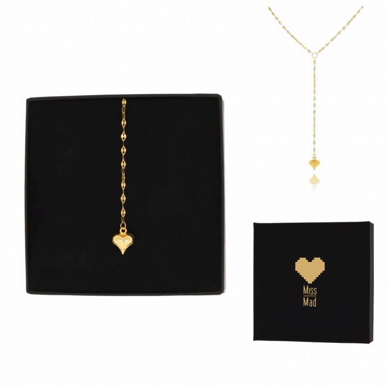 Naszyjnik stal chirurgiczna serce pozłacana body chain
