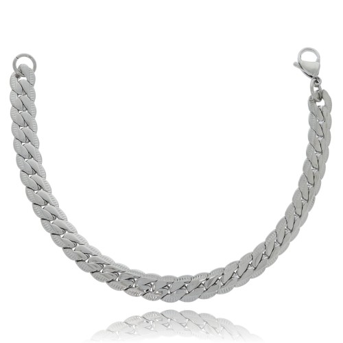 Bransoletka męska pancerka ze stali chirurgicznej kolor srebrny 