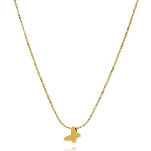 Złoty naszyjnik z motylkiem ze stali szlachetnej krótki choker 