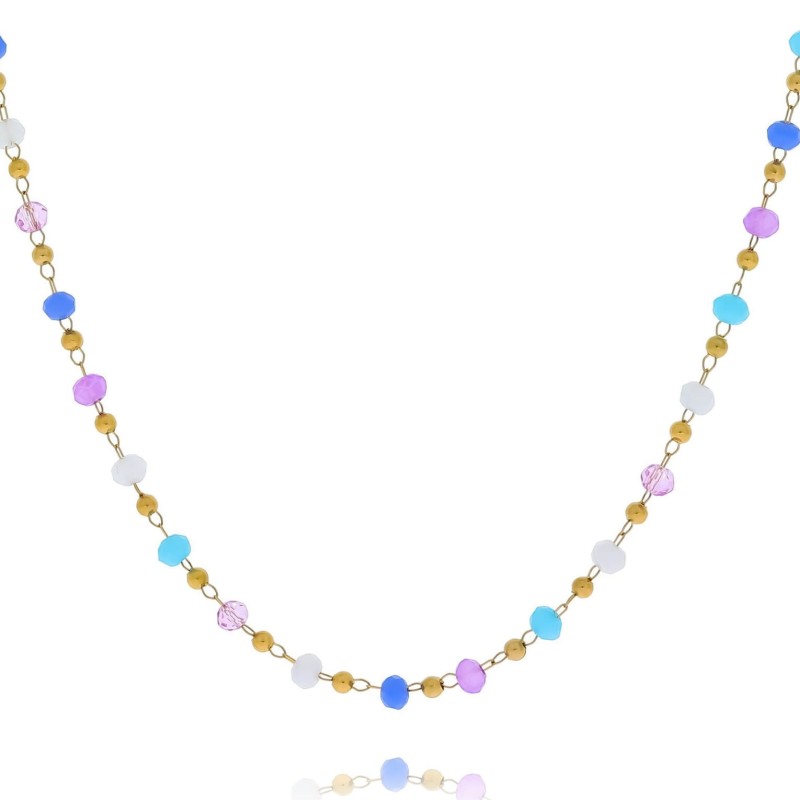 Naszyjnik choker koraliki mix kolorów niebieski fiolet stal chirurgiczna