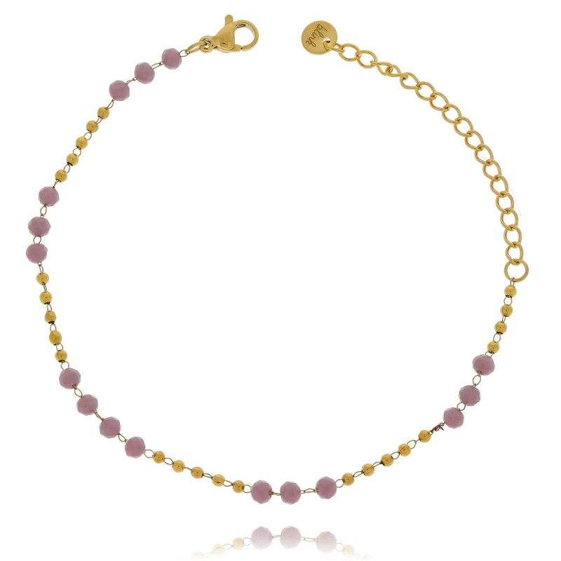 Bransoletka z wrzosowymi  koralikami  stal chirurgiczna